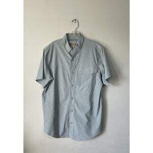 Duluth Men’s Size Medium Short Sleeve Button Up Shirt Stripe Standard Fit Vented